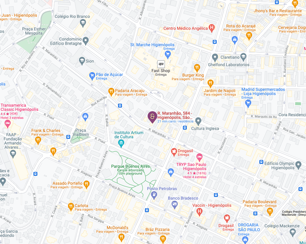 Mapa da sede — Higienópolis, SP